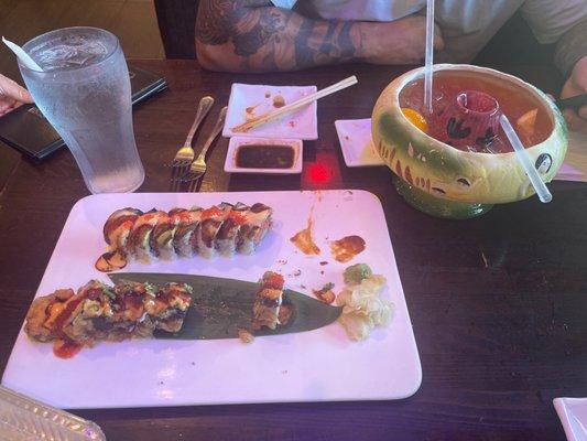 Sushi  and scorpion bowl