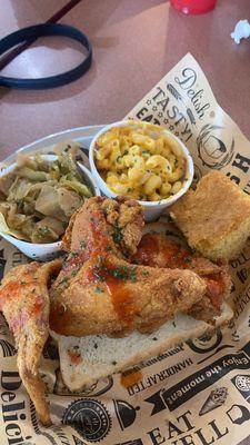 Fat Jaws Wing Lunch plate with cabbage & mac & cheese