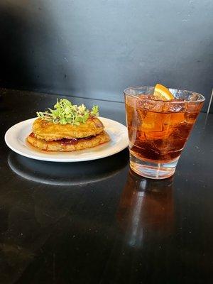 Sweet Potato Cakes and Negroni