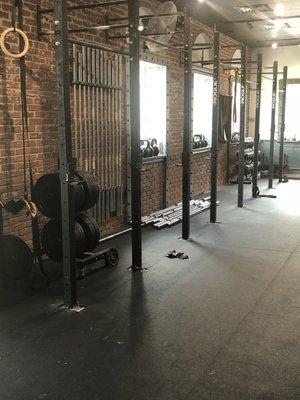 Squat racks and gym area