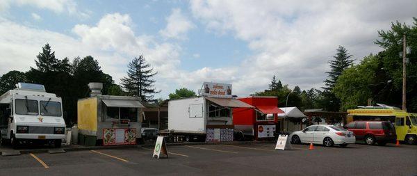 Bunch of food carts out front.