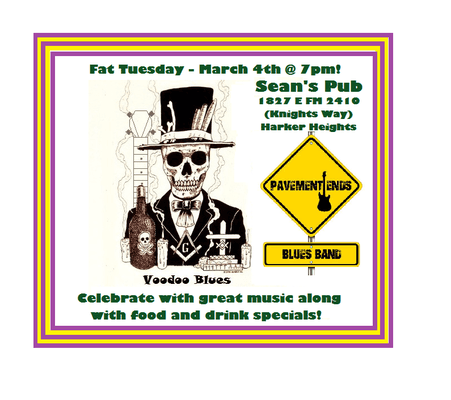 Fat Tuesday! Pavement Ends at Sean's Pub starting at 7:00 PM!!