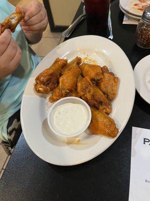 Small order of mild wings (10)- son claimed they were on the spicier side of mild. They smelled great :)