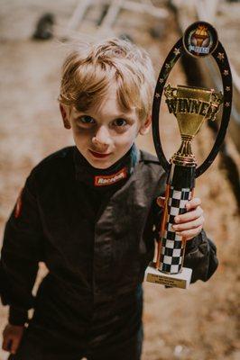 Noah's First Trophy in NASCAR Youth Series!