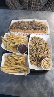 Philly cheesesteak  Chicken rice bowl Seasoned fries