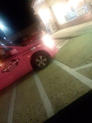 Hey cheap taxi, nice job parking. Next time try using an actual parking space instead of the handicap ramp!