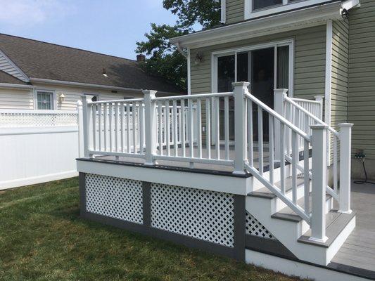 Beautiful new Fiberon deck - PJ even installed a gate for underneath storage! Awesome.