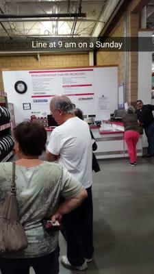 Costco tire line at 9 am on Sunday