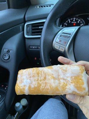 Ordered a vanilla long John. This is what they put in the bag. It's the same EVERYTIME. Don't get donuts from here.  Donuts