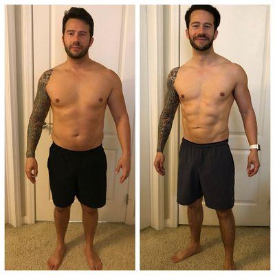 Jason's body transformation into fight shape.