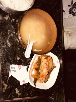 Miso soup and kimchi