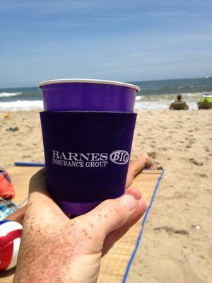 Chilling on vacation with my Barnes Insurance Group koozie!