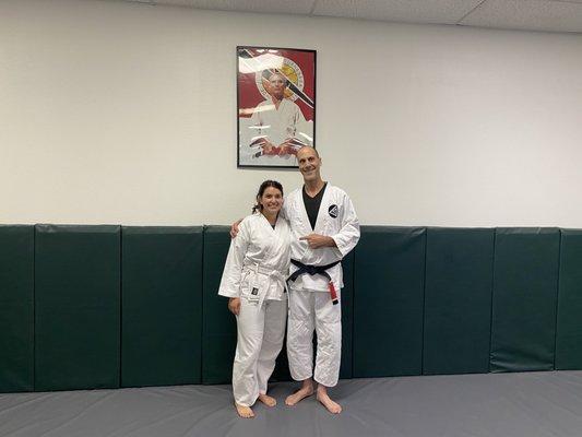 1st stripe white belt for Mia