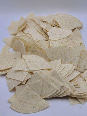 White Pre-Cut Corn Tortillas for deep frying into tortilla chips.