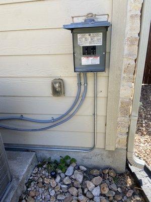 New circuit breaker added to the AC electric panel to add a GFI outlet to run my jacuzzi.