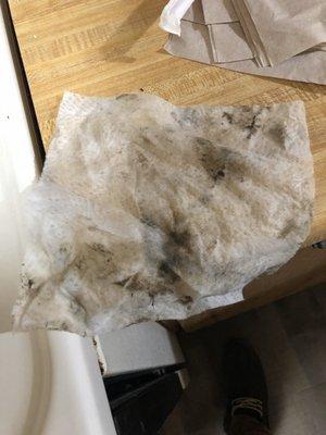 My wipe after wiping the cabinets after I moved in