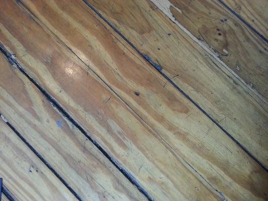 Original wooden floor from the old grocery.