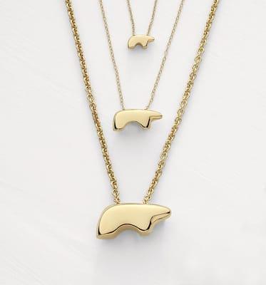 Enclosed Golden Bear Necklace