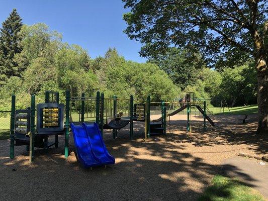 What a fun little park. There is a playground, slide, and swing set as well as room for running around and having a picnic.