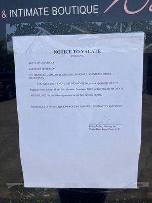 Eviction notice from state that was on their door when I passed by today.