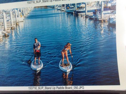 Krista and Wade paddle boarding in  Cabrillo Marina in San Pedro