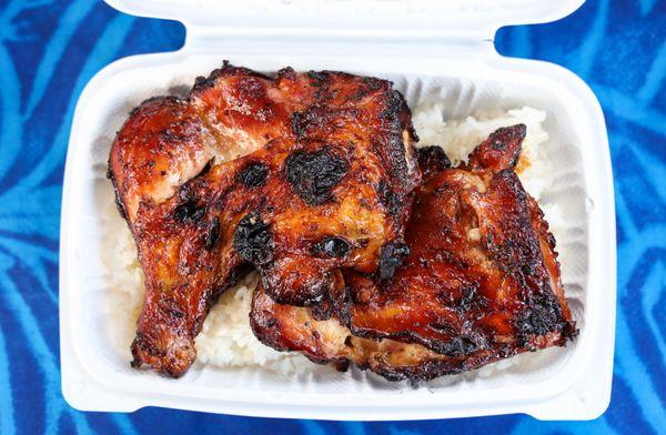 BBQ CHICKEN RICE BOWL: $18

-2 BBQ CHICKEN LEG QUARTERS
-2 Scoops White Rice