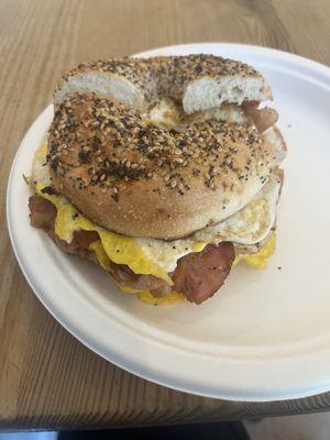 Bacon Egg on an everything Bagel!