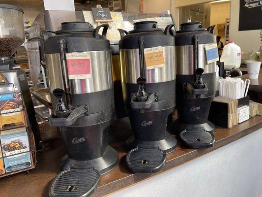 Coffee station at Sweet Bar Bakery in Oakland.