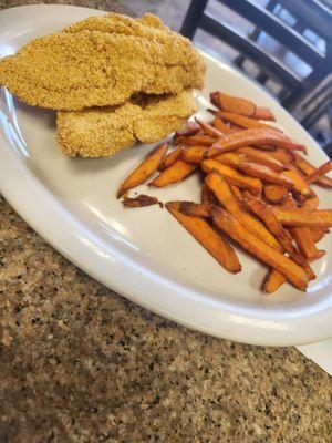 2 piece catfish with sweet potato fries