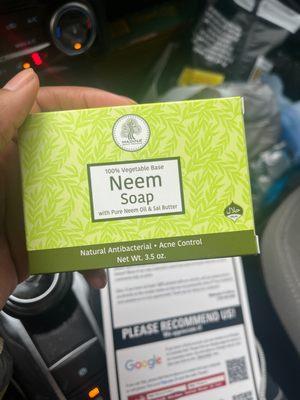 This is some Neem Soap my mom bought! She can't find it anywhere else.