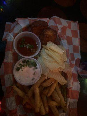 Fried Cheese, Zatar Fries, Chips