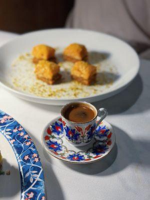 Baklava and Turkish coffee