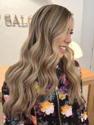 Beautiful Blonde and Blended Highlights on Asian hair by Eileen