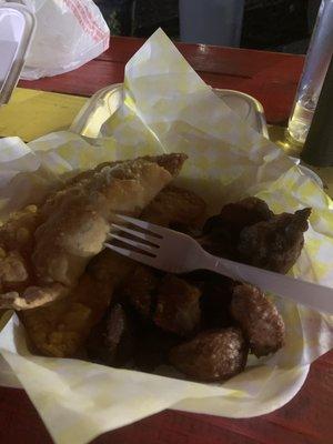 Fried pork shoulder and chicken empanadas