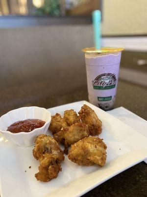 "Heavenly Wings", and Taro Smoothie (With Coffee Jelly)