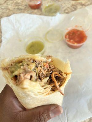 Large Machaca Meat Only Burrito