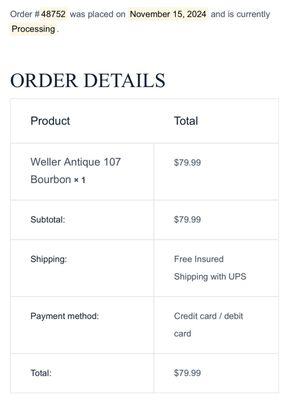 Proof of my order! And their failure to ship it!