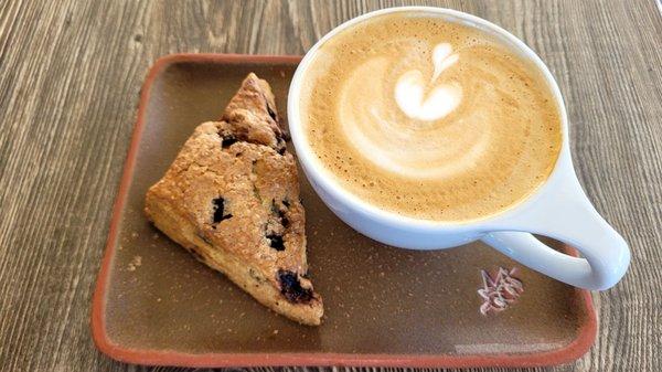 Cappuccino and Blueberry scone