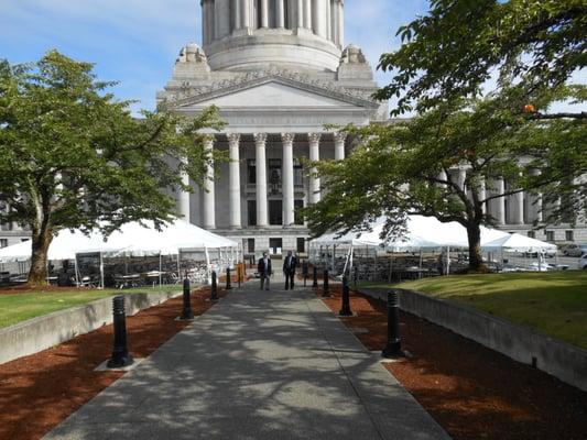 Two of our 40' x 70' tents set on the Legislative Steps at the Washington State Capitol.