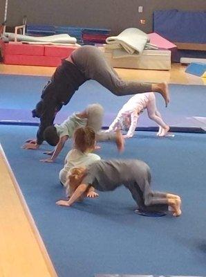 Preschool gymnastics class.