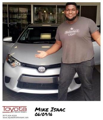 Mike Isaac loving his brand new 2016 Toyota Corolla!