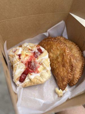 Homemade cherry danish and cherry/peach pies!