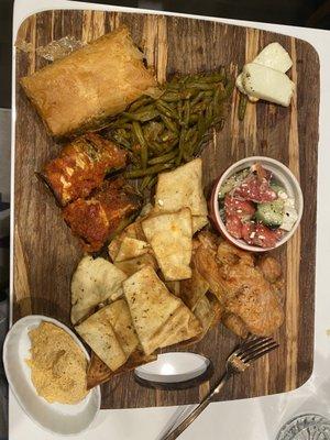 Platter made by delicious items from the Greek Market