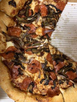 Burnt topping pizza