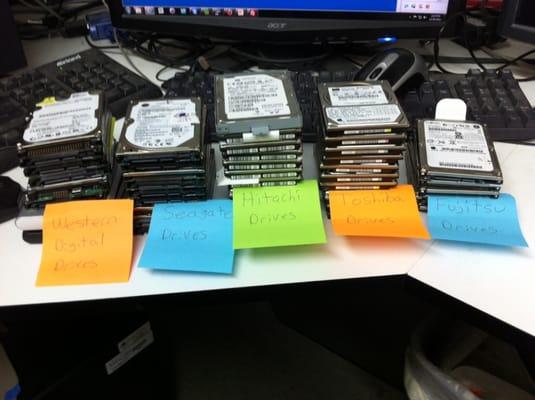 Stacks of hard drives.