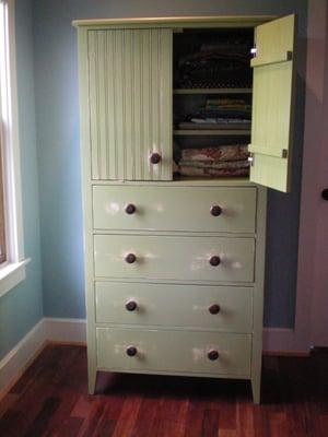 A nicely painted and aged storage chest Ron crafted.