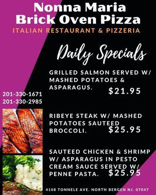 Daily Specials. Especial de todo los días