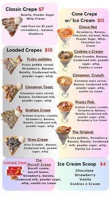 Crepe menu