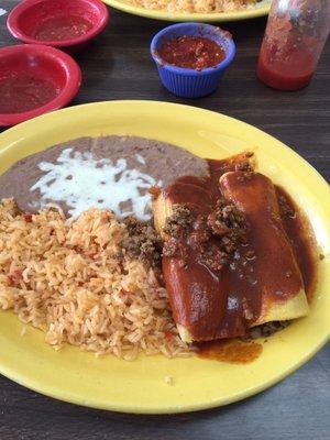 Tamale and enchilada dinner