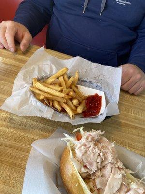 Fries and turkey hoagie